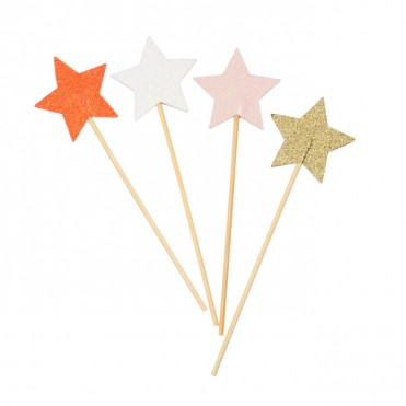 SET OF 8 GLITTER STAR WANDS