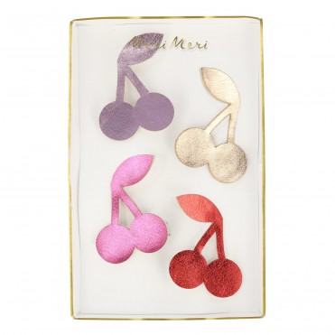 CHERRY 4 PACK HAIR CLIPS