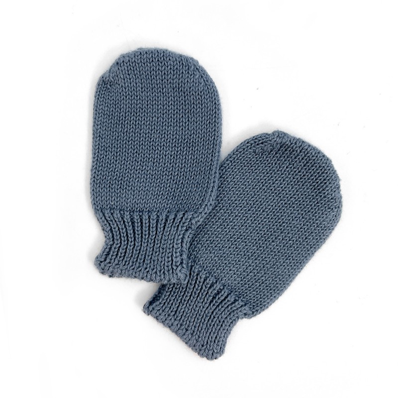 DUSTY BLUE TRICOT BABY MITTENS