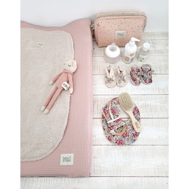 CHANGING MAT COVER WAFFLE ROSE