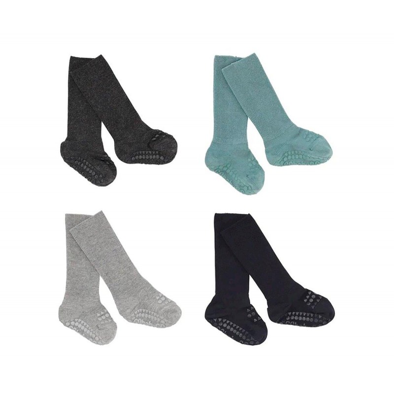 PACK 4 CHAUSSETTES BÉBÉ ANTIDÉRAPANTES DUSTY BLUE (6 - 12 m.)