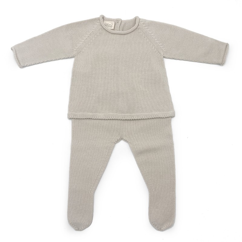 Set 3 pièces tricot en coton organique bébé Crème