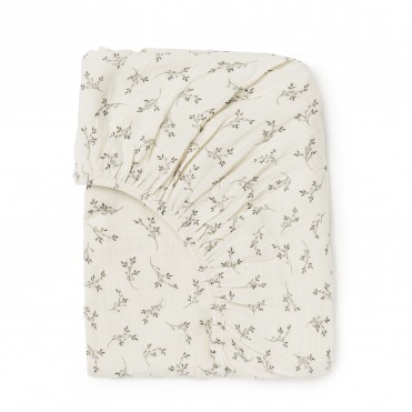 CRIB FITTED SHEET OLIVE BLOOM