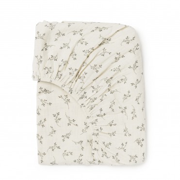 DRAP HOUSSE LIT 60 OLIVE BLOOM