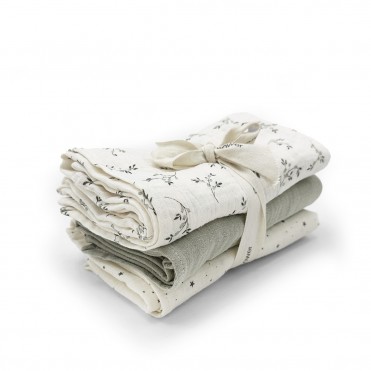 3 MINI SWADDLE SET OLIVE BLOOM