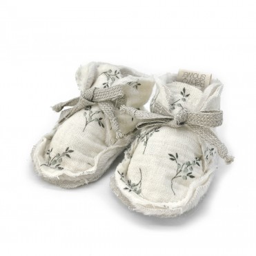 CHAUSSONS COTON OLIVE BLOOM...