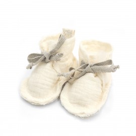 CHAUSSONS COTON IVORY POWDER (1-3 M.)