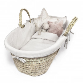 Couffin Bébé en Osier et Coton Bio Beige - Gloop Baby - Prairymood