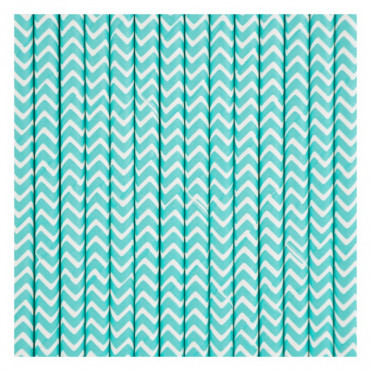 PAJITA PAPEL CHEVRON TURQUESA