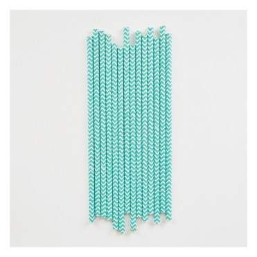 PAJITA PAPEL CHEVRON TURQUESA
