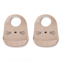PACK 2 BAVOIRS EN SILICONE LIEWOOD CAT ROSE