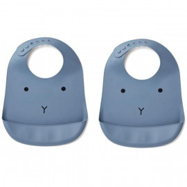 PACK 2 BAVOIRS EN SILICONE LIEWOOD RABBIT BLUE