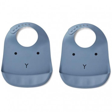 PACK 2 RABBIT BLUE LIEWWOD SILICON BIB