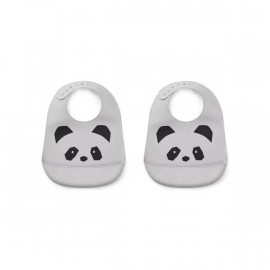 PACK 2 BAVOIRS EN SILICONE LIEWOOD PANDA GREY